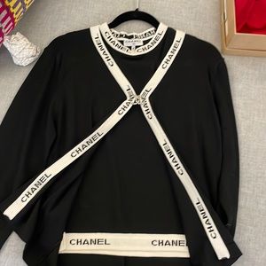 Chanel sweater set black and white size small